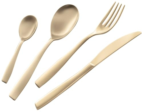 Servizio Set di Posate 24 Pezzi in Acciaio 18/10 Sabbiato PVD Eme Eleven Sabbiato Champagne