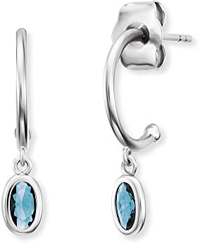 Engelsrufer Damen Creole aus Sterling Silber - besetzt mit 2 türkisfarbenen Zirkonia Steinen - Steckverschluss - nickelfrei - 18mm