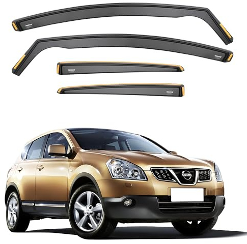 iSpeed Wind Deflectors For Nissan Qashqai mk1 2007-2013 5 Door SUV 4pc Set - Keep Your Car Ventilated in Rain - Reduce Wind Turbulence - Tinted In-Channel Type