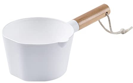 Water Ladle Wooden Handle Washing Spoons Water Ladle Bath Ladle Dipper Shampoo Ladle Cup Household Hair Washing Water Scoop Cup for Home (White)