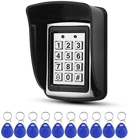 GXY 125KHz RFID Metal Access Control Keypad + Waterproof Cover+10pcs 125KHz Blue Keyfobs for door access