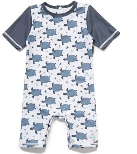 BONVERANO Traje baño bebé protección Solar UPF 50+ Cierre Cremallera (Tortuga Gris, 6-9 Meses)