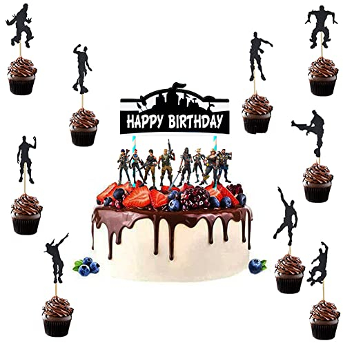 YGCHEN Happy Birthday Cake Topper Video Game Cupcake Topper Videospiel Tortendeko Street Dance Junge Form Kuchendekoration Gaming für Jungen Party, Spiel Party