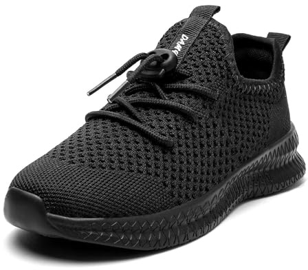 AZSDXS Boy’s & Girl's Trainers Slip-On Kids Trainers Outdoor Sports Kids Shoes Running Tennis Sneakers Non Slip Athletic Shoes PE Trainers A Black