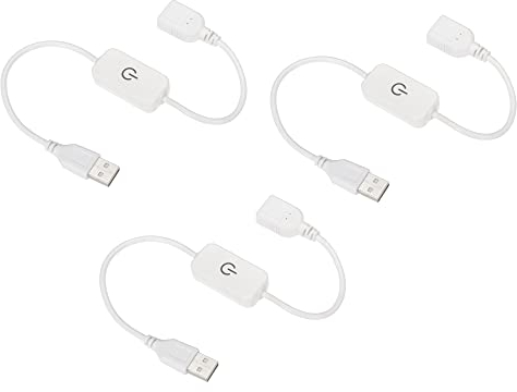 sourcing map 3 Stück LED Berühren Inline Dimmer 5V 3A USB Kabel Taktschalter Controller für Einfarbige Leuchtdioden Streifenlicht Weiß