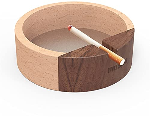 YANAIL Aschenbecher aus Holz, Aschenbecher aus Buche, winddichter Aschenbecher für den Innenbereich, Retro-Aschenbecher