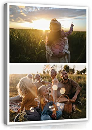 Ihr Foto auf Leinwand Hochformat 40x30 cm - Fotocollage 2 Fotos auf Leinwand - Leinwandbild Canvas Ihr eigenes Wandbild mit Wunschmotiv Personalisiertes Leinwandbilder als Geschenk Kunstdruck