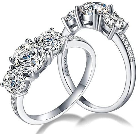 Atylyk Moissanit-Verlobungsring, Solitärring, Sterlingsilber, 2 Karat, für Damen, Edelstein, Moissanit