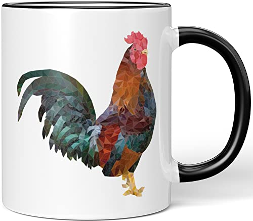 JUNIWORDS Tasse, Low-Poly Hahn, Schwarz (1008985)