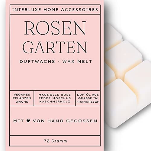 Interluxe Duftmelt Wachsmelt Rosengarten Rose angenehm duftend Waxmelt 100% pflanzlich Duftwachswürfel für Duftlampe Wachs mit Duftöl Indoor Melts Duftwachs für Aromalampe