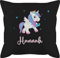 Kissen 50x50 - Einhörner - Unicorn Einhorn mit Namen - 50 x 50 cm - Schwarz - kinderkissen einhornkissen Unicorns flügel und personalisierte einhörnern personalisiertes personalisierter