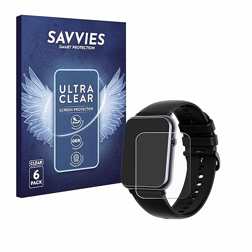 savvies Protector Pantalla para Mutoy Smartwatch 1.69 (6 Unidades) Película Ultra Transparente