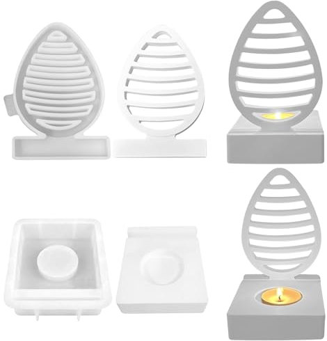 Silikonformen Gießformen, Silikonform Kerzenhalter, Silikonform Ostern Hase Ostereier Silikon Gießform Kerzenhalter, Silikonformen Ostern, Gießform Ostern, Beton Gießform für Teelichter (C)