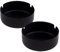 YiokJiar Aschenbecher Zigaretten Aschenbecher 2 Pack Schwarz Groß 10 cm Moderner Edelstahl Design