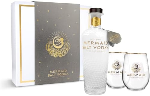 Mermaid Salt Vodka Gift Set - 2 Mermaid Tumblers with Smooth & Subtle Mermaid Salt Vodka, Vegan & Gluten Free 70cl