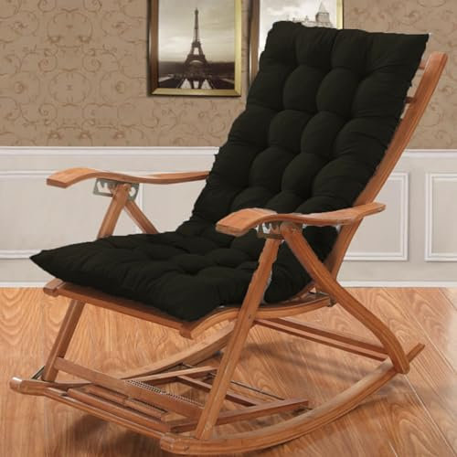 BangDon Stilvolles Sonnenliegen-Kissen mit rutschfesten Trägern, Chaiselongue-Kissen, lang, dick, Bankkissen für Gartenmöbel, Terrasse, Schaukelstuhl, Schlafzimmer, Tatami (Schwarz, 120 x 45 cm)