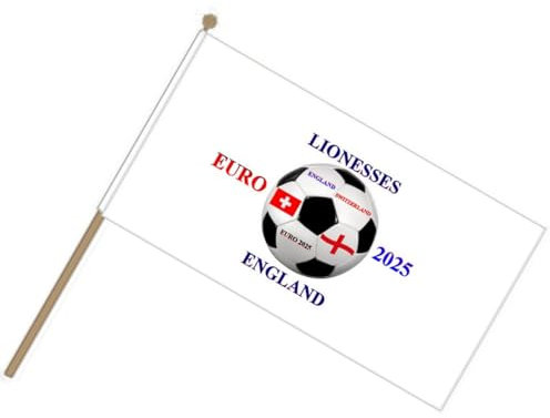 England Women's Football Lioness 2025 9'' x 6'' Flag With Wooden Base