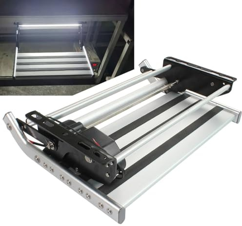 AUTUMFLATGAO Gradini Elettrici per Camper con Luce a LED, Gradini Pieghevoli in Lega di Alluminio Monostrato, per Camper, Roulotte, Rimorchio da Viaggio