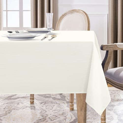 Softalker Tischdecke 80x80 cm Quadratisch Beige 210GSM Leinen Struktur Abwaschbar Wasserabweisend Abwischbar Fleckschutz rechteckig Tischtuch Deko für Outdoor Draußen Garten Party Geburtstag