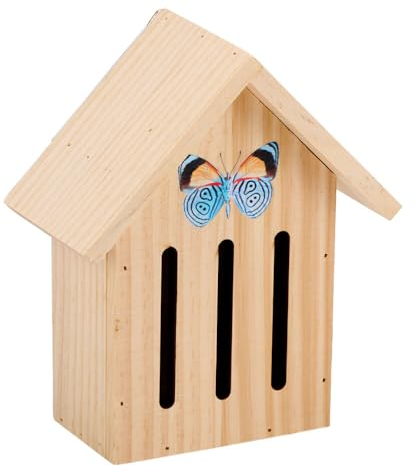 Murago - Schmetterlingshotel Holz ca.30cm - Insektenhotel Schmetterlinge Dekoration für Garten Balkon Schmetterlingshaus klein zum aufhängen