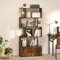 YITAHOME Bücherregal, Industrielles Standregal mit Türen, Regal aus Holz und Metall, Hohes, bodenstehendes Regal, Ausstellungsschrank für Schlafzimmer, Wohnzimmer, Heimbüro, Vintagebraun
