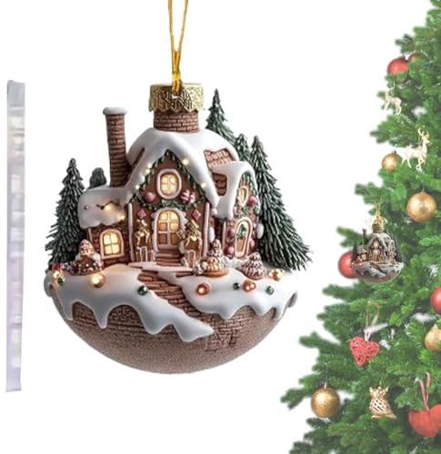de Chocolate Caliente de Navidad, de Chocolate Caliente para árbol de Navidad | Tazas de Chocolate acrílicas 2D, para Casas de Nieve navideñas | Abalorio de decoración de árbol