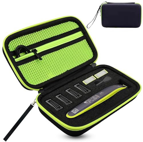 Henjunu Tasche für Philliips O Blade QP2520/30, QP2620/30, QP2530/30, QP2520/65 Elektrorasierer Schutzhülle, Aufsätze für Philips oneblade, Hartschalen-Reise-Transporttasche mit Schwamm