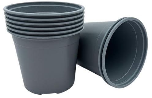 Bramley & Sage Lot de 20 pots de fleurs, en plastique, gris, 13 cm, 1 l (différentes quantités)