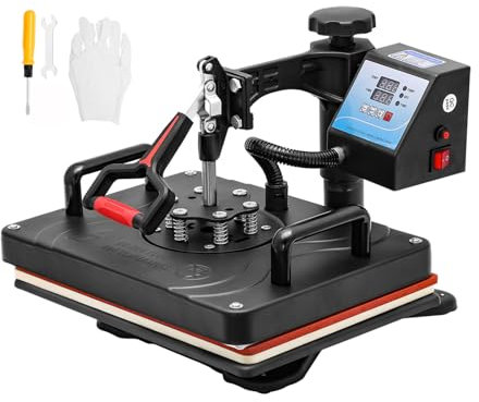 LetCartMaker Heat Press Machine, 360 Degree Swing Away Heat Transfer Machine for T-Shirts Mugs, 29x38cm (Black)