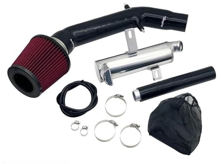 Tubo Aspirazione Motore Per Abarth 500 595 695 Con Alluminio Ridurre Tergicristallo Serbatoio Filtro Aria Silicone Aspirazione Modificato Kit Aspirazione Aria Auto(Nero)