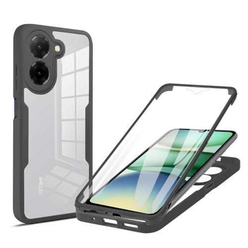 betterfon 360 Grad Hülle Kompatibel mit Xiaomi Redmi A5 4G (EU 173mm) | Handyhülle eingebautem Displayschutz | Schwarz |Smartphonecase vollschutz
