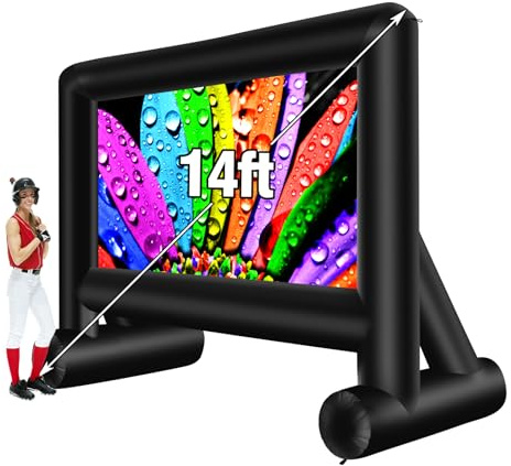 AZXRHWYGS - 15ft inflatable projector screen with air blower and storage bag, easy to install, front and rear projection for outdoor movies