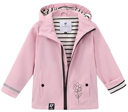 La-haut kids Veste anti-pluie Imperméable Enfant avec Capuche, Ciré anti-pluie intérieur Rayé, (FR/ES, Âge, 5 ans, Taille normale, Rose)