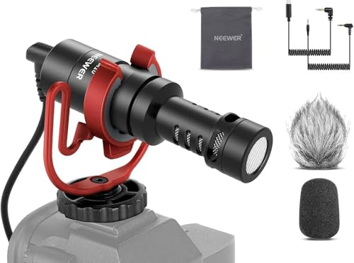 NEEWER Microfono Vlog Plug e Play, Mini Mic Supercardioide 20-20kHz con TRS 3,5mm, Cavo USB C OTG, Supporto Antiurto, Antivento Compatibile con iPhone 16 15 Samsung S24 Android Tablet Mac Camera, VM10
