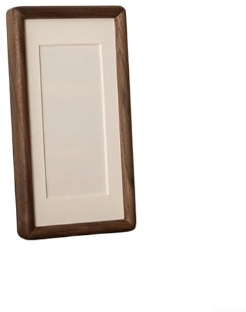 Massivholz-Bilderrahmen 8 x 15 cm mit edlem Walnuss- oder Naturholz-Finish, beige Passepartout 4 x 11 cm, für Tischaufsteller von Fotos oder Kunstwerken, stabile Einsteck- und Zapfenfuge Const(A)
