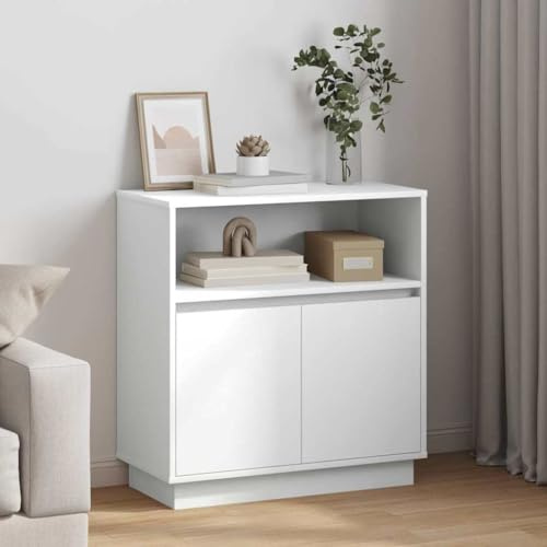 Owoxanthellate Sideboard Weiß mit LED Modernes Wohnzimmerschrank 71x34,5x75 cm aus Holzwerkstoff Flur und Schlafzimmer geeignet