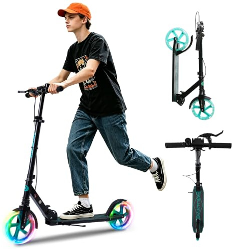 Welmotive Cityroller klappbar & höhenverstellbar Scooter, bis 100 kg belastbar, Stabiler Tretroller für Kinder & Erwachsene