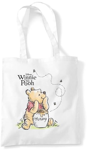 Disney Winnie The Pooh Pooh Hunny Poster Sac Cabas Réutilisable pour Courses et Voyage, Blanc