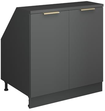 Vicco Dachschrägenschrank Rion, Anthrazit-Gold/Anthrazit, 80 x 60 cm mit 2 Türen, Schrankkorpus 60 cm Tiefe, platzsparend für Dachschrägen