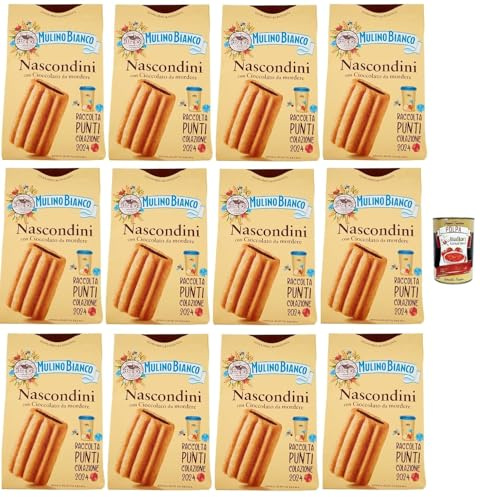 Italian Gourmet Bundle 12x 330g Nascondini + Italian Gourmet Polpa – Gefüllte Kekse mit Schokolade – Mulino Bianco Biscotti – Italienisches Gebäck ohne Palmöl – Vorratspackung 3,96kg