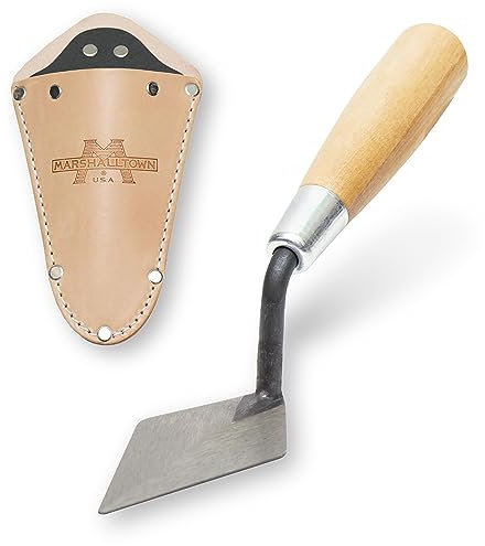 Marshalltown ATH114S 16942 Archeologia-Cazzuola a Punta Rigida in Stile londinese con Fondina-Manico in Legno, Acciaio al Carbonio, 102x51 mm, Argento