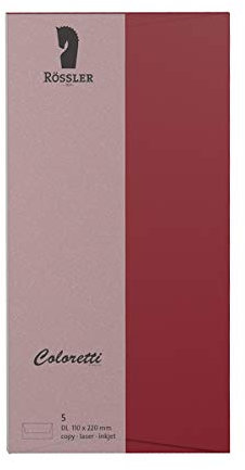 Rössler 220702572 - Coloretti Briefumschläge, 80 g/m², DIN lang, rosso, 5 Stück