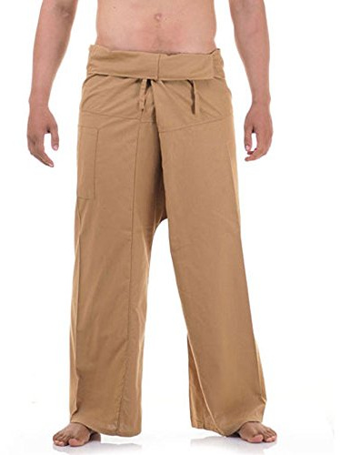 PRINCESS OF ASIA Vegan & Fair - Thai Fisherman Pants Wickelhose Kung Fu Karate Yoga Hose (Einheitsgröße, Beige)