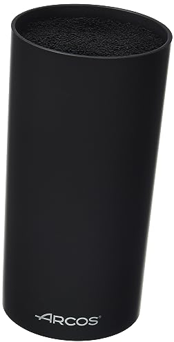 ARCOS Housse à couteaux ronde pour couteaux jusqu'à 20 cm. Bloc pour couteaux au design moderne fabriqué en caoutchouc thermoplastique. 110 x 225 mm. Couleur noire.