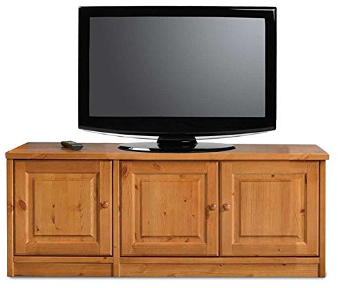 Arredamenti Rustici Meuble TV en pin Massif -Couleur Noyer