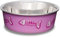 Loving Pets Stainless Steel Bella Non-Slip Dishwasher Safe & Bacteria Resistant Metallic Pet Dish - Pink Fish Skeleton - X-Small (284 ml)
