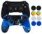 Hikfly Antideslizante Tachonado Aceite de Goma Silicona Controlador Cubrir con 8pcs Thumb Grips Kit para Sony PS4 / Slim / Pro Controller(Negro, Azul Camuflaje)