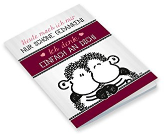 Sheepworld - 44779 - Notizheft, Nr. 7, Schaf, Heute mach ich mir nur schöne Gedanken! Ich denke einfach an Dich! A6, Blanko, 24 Blatt, geheftet
