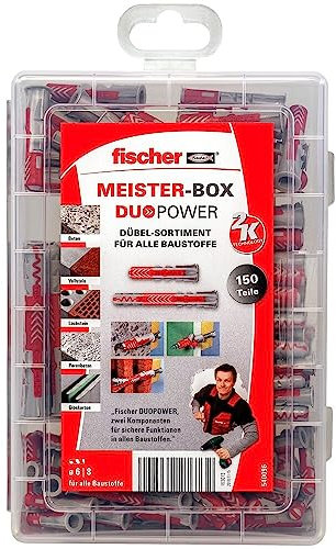 fischer Meister-Box Altbau, 150-teiliges Dübelset, 6-10 mm Durchmesser, 30-65 mm Länge, für Heimwerker und Profis, Universaldübel DuoPower, optimal für Wände und Untergründe im Altbau
