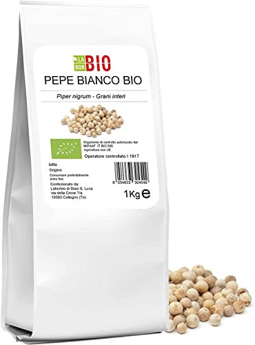 Pepe Bianco in grani Bio 1 Kg - 100% Naturale Spezia condimento Cucina Vegan - LaborBio